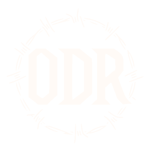 Outer Darkness Records logo, showing styled O D R letters inside a barbed wire circle